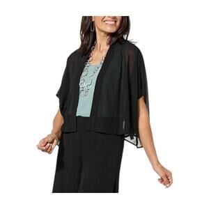 WynneCollection Women's Dolman Sleeve Chiffon Shrug Black - Regular